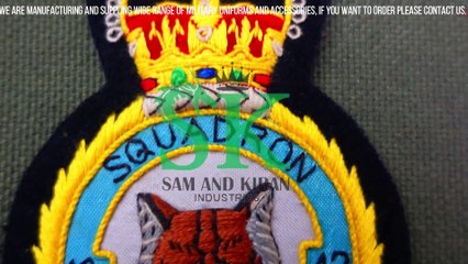 Royal Hand Embroidered Bullion Badge, Bomber Squadron Kings Crown Military Crested Embroidered Patch