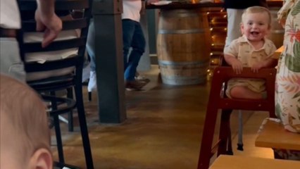 Baby boy steals the show at wedding rehearsal dinner via his adorable interaction with baby girl