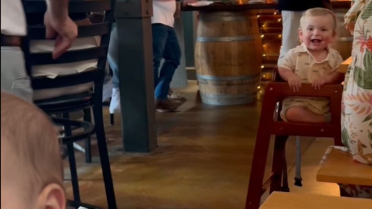 Baby boy steals the show at wedding rehearsal dinner via his adorable interaction with baby girl