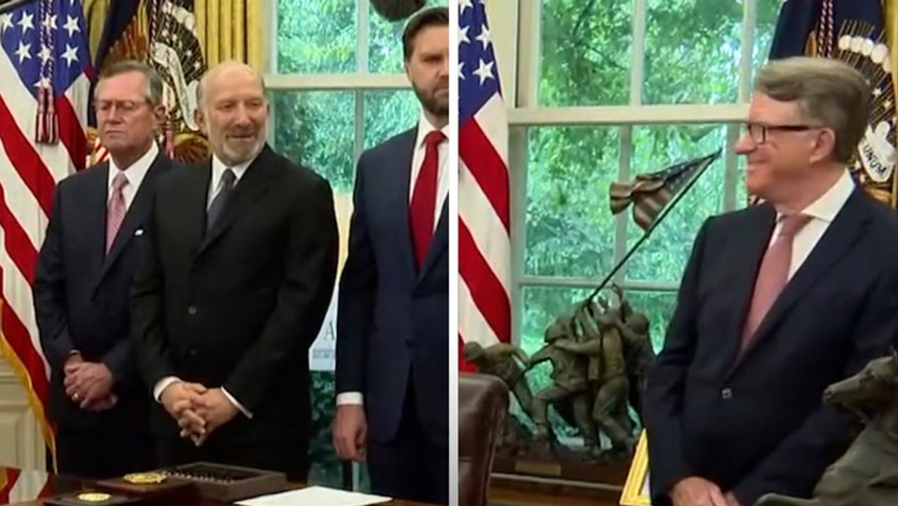 Trump ally and Mandelson laugh as Starmer references VE Day in US-UK trade deal announcement