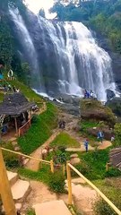 the beauty of the waterfall is pleasing to the eye