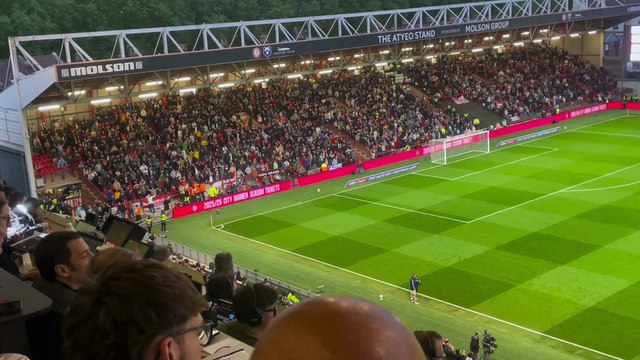 Sheffield United fans celebrate going 1-0 up against Bristol City at Ashton Gate