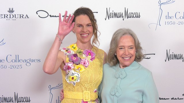 Hilary Swank and Kathy Bates attend the 2025 Colleagues Spring Luncheon red carpet in Beverly Hills