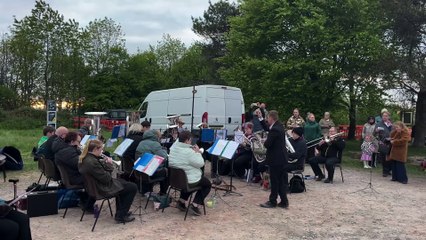 Parkend Silver Band plays at VE Day
