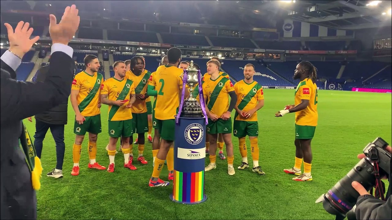 Horsham FC lift the 2025 Sussex Transport Senior Cup after beating Littlehampton 1-0