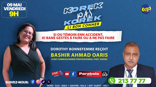 Korek pas korek [li bon conner] Dorothy Bonnefemme reçoit Bashir Ahmad Oaris.