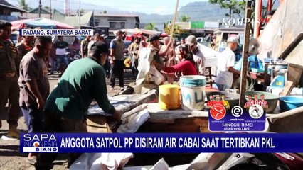 Satpol PP Disiram Air Cabai saat Tertibkan Pedagang Kaki Lima di Padang