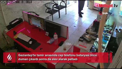 Telefon bataryası önce duman çıkardı sonra da böyle patladı