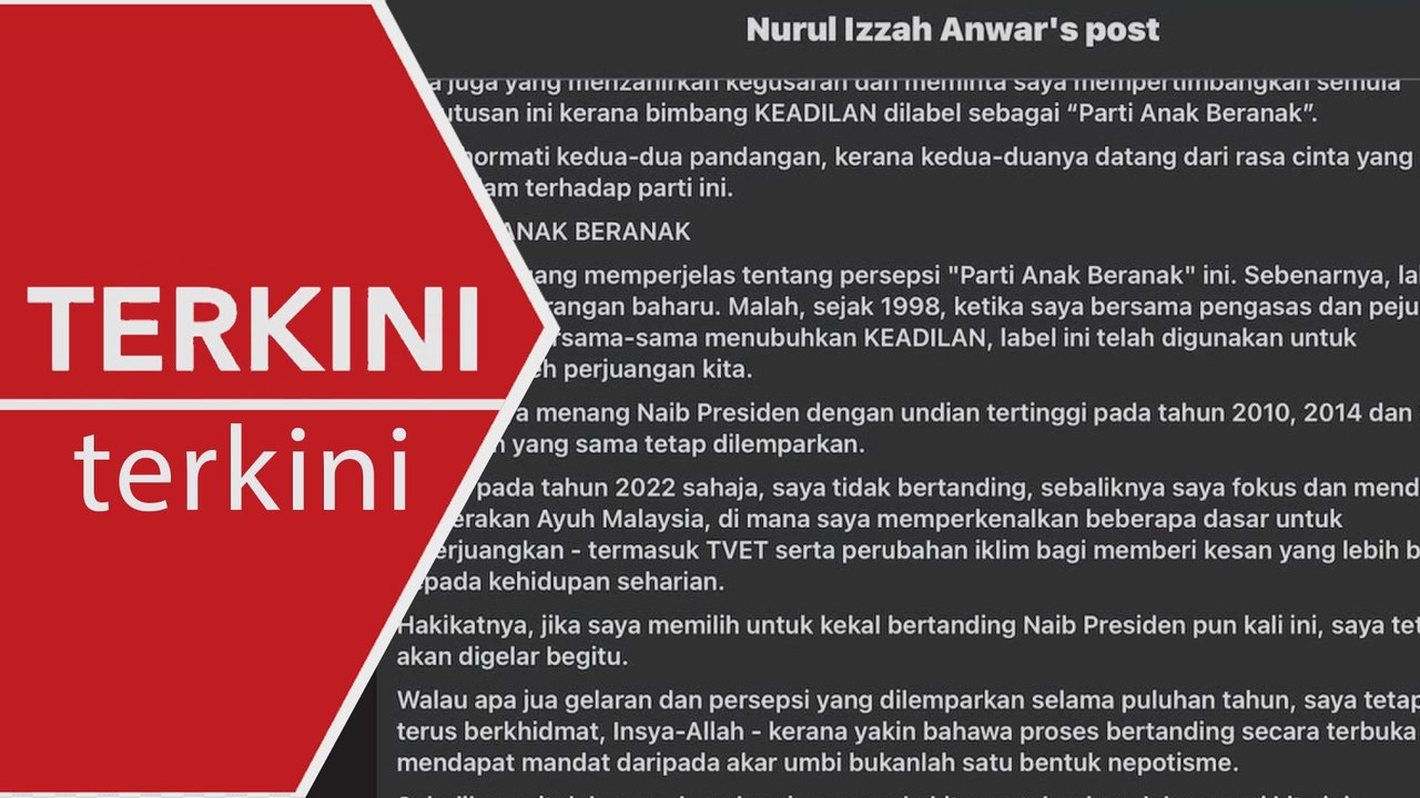 [TERKINI] Nurul Izzah tawar diri sebagai calon Timbalan Presiden PKR