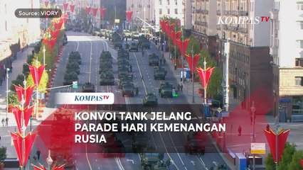 Penampakan Konvoi Tank Jelang Parade Hari Kemenangan Rusia