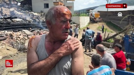 Kastamonu'da cami, ev ve ahırın kullanılamaz hale geldiği yangında 1 kişi yaralandı