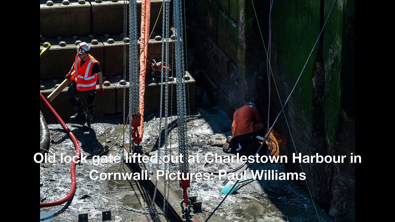 Old lock gate lifted out at Charlestown Harbour in Cornwall. Pictures: Paul Williams