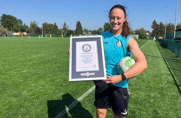International footballer throws world's longest throw-in