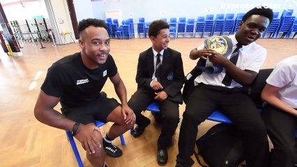 Boxing champion Tyler Denny visits the pupils at Beacon Hill Academy, Dudley, to show them his belt and have a chat.