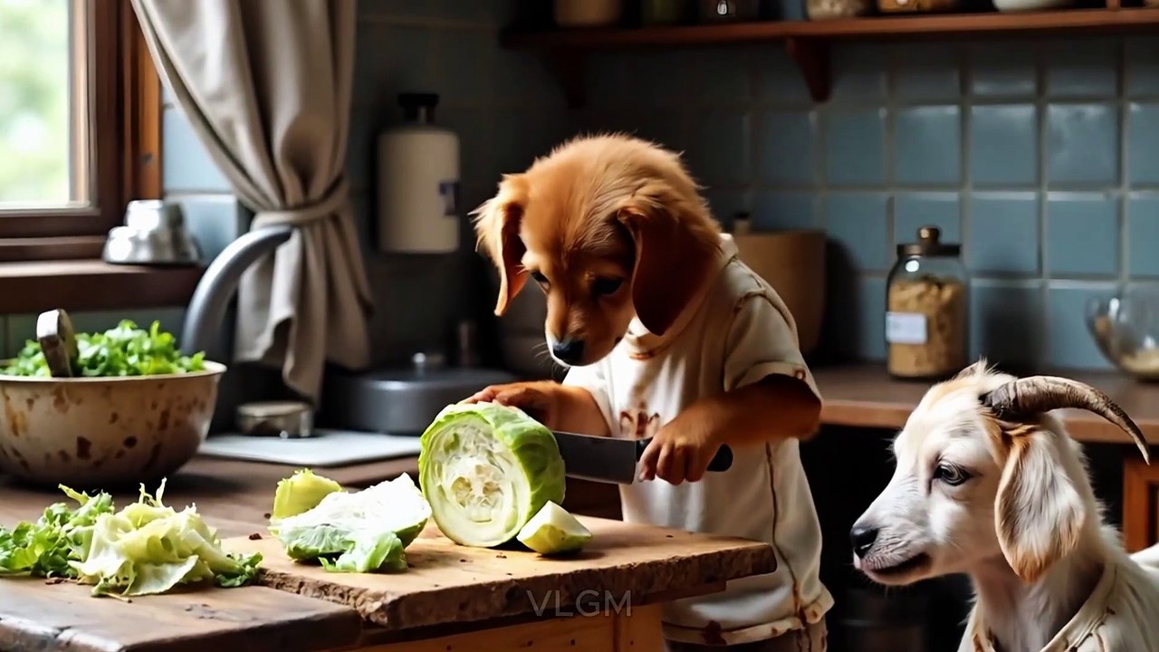 Puppy_Rescues_Injured_Goat,_Brings_Him_Home_to_Bandage_Wounds___Cook_Food_🐾❤️_#dog_#cute_#funny_#pet(1080p)