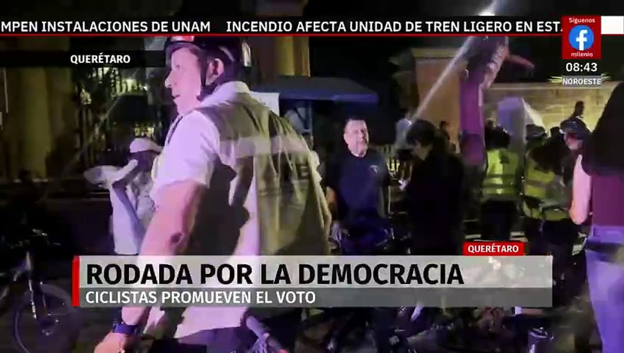 Ciclistas llevan a cabo "rodada por la democracia" en Querétaro
