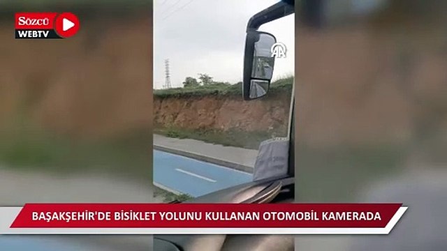 Yoğun trafikten kaçmak için otomobiliyle bisiklet yoluna girdi