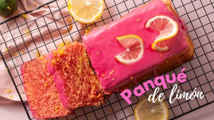 Receta de panqué de limón con un toque rosa