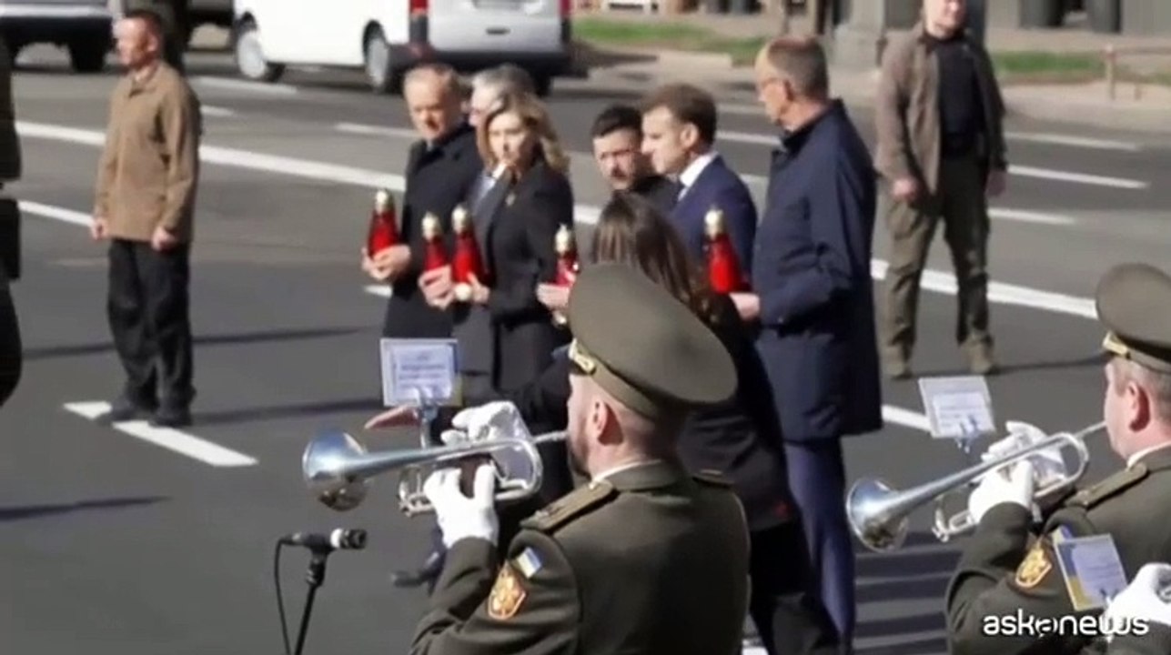 Leader europei da Zelensky: Macron, Tusk, Merz e Starmer a Kiev