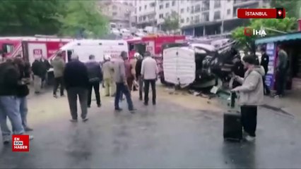Bayrampaşa'da iş makinesinin ortalığı savaş alanına çevirdiği kaza