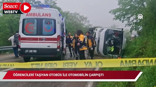 Öğrencileri taşıyan otobüs ile otomobilin çarpışması sonucu 18 kişi yaralandı