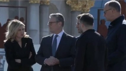 Watch: Keir Starmer arrives in Kyiv for historic joint visit with global leaders