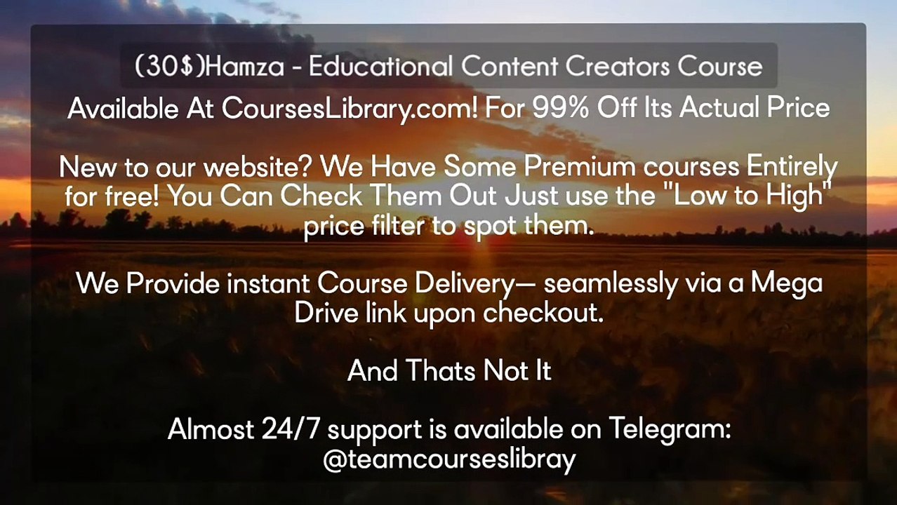 (courseslibrary.com)(30$)Hamza - Educational Content Creators Course download
