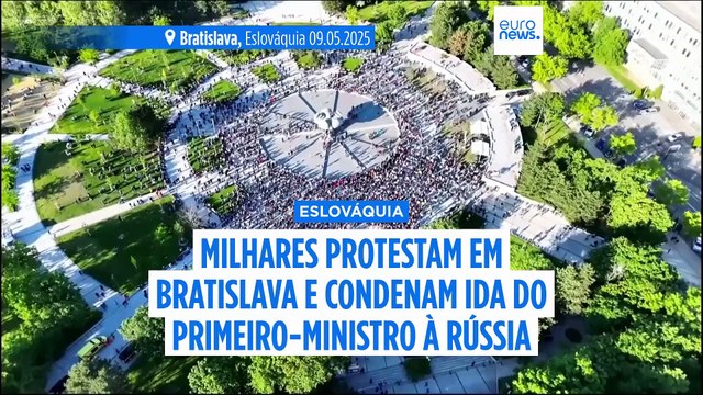 Manifestantes eslovacos condenam visita de Robert Fico a Moscovo