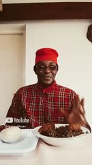 Six wraps of fufu and bitter leaf soup and grilled fish cow skin