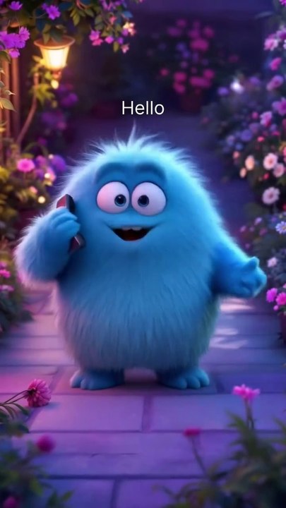 cute monster talk on phone