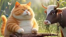 Cat singing 😁🤣 and The Cow is 💀☠️