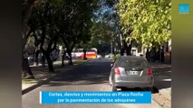En Plaza Rocha, cortes y movimientos para la pavimentación