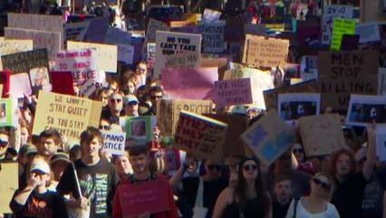Hundreds march through Melbourne CBD calling for an end to violence against women epidemic