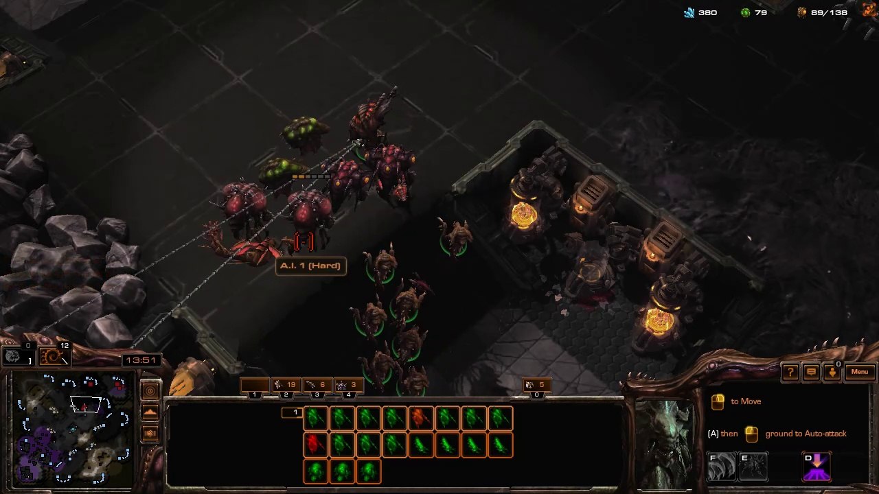 [SC2]No.0380--Great ZERG Player vs Hard-Level ZERG Full-Rush A.I, WIN[Hydralisk Pattern].CUT.01'51-25'10