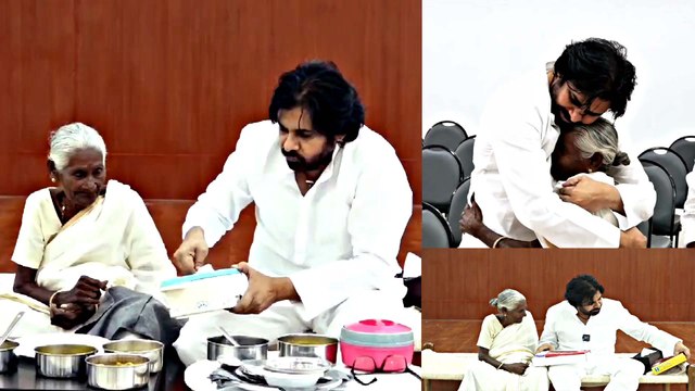 పవన్ కళ్యాణ్ సింప్లిసిటీ చూడండి DCM Pawan Kalyan Had Lunch With Potula Perantalu| Filmibeat Telugu