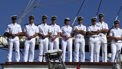 La Princesa Leonor, abanderada en la jura de bandera en Elcano en Cartagena de Indias