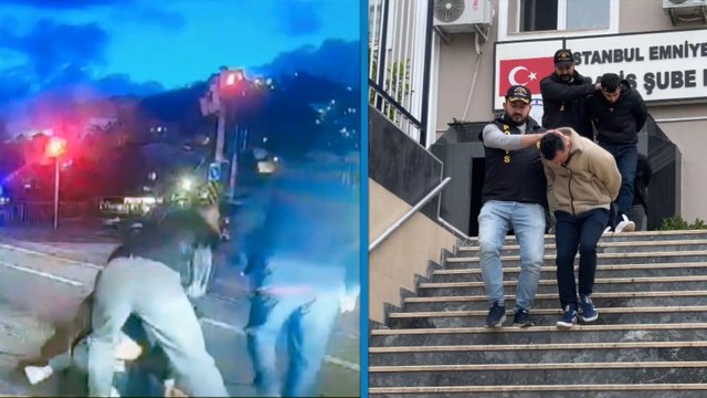 Hırsızların yakalandıkları anları taksinin araç kamerası görüntüledi