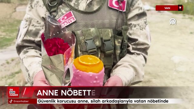Van'da güvenlik korucusu anne, silah arkadaşlarıyla vatan nöbetinde