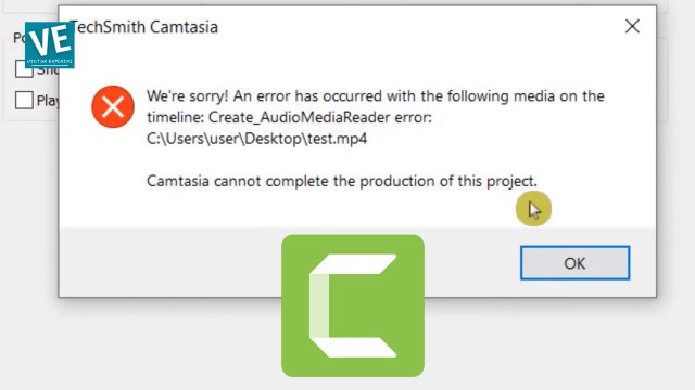 Camtasia We're sorry An error has occurred - Solved