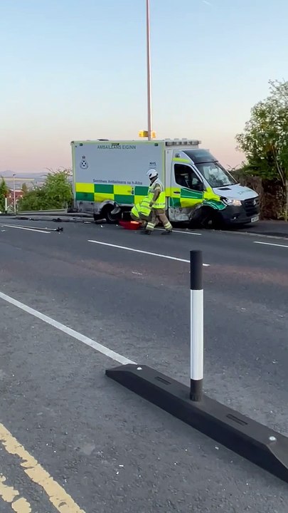 Edinburgh crash involving ambulance and convertible BMW car