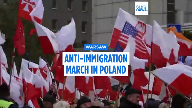 Anti-immigration protesters gather in Poland ahead of elections