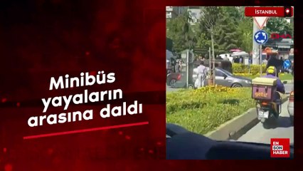 İstanbul Kağıthane'de minibüs yayaların arasına daldı