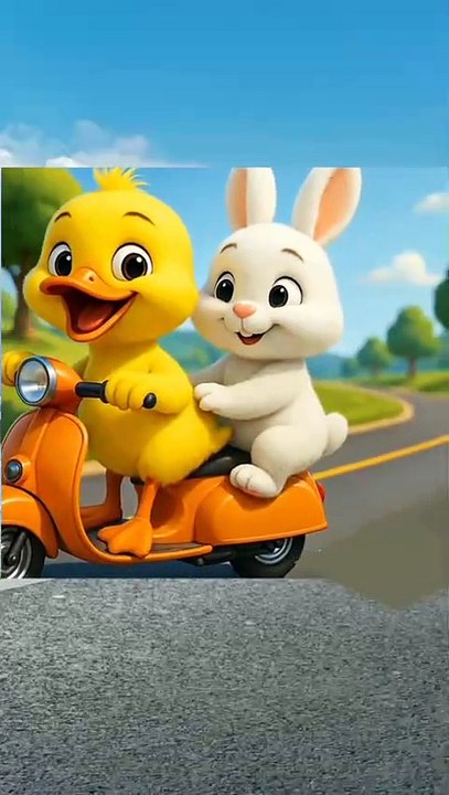 A bunny with a chick.