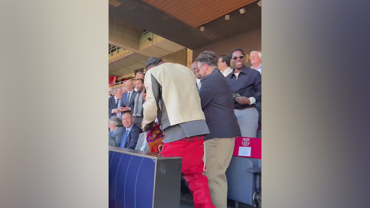 wild footage: travis scott's insane reaction in the presidential box after barcelona vs real madrid