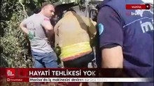 Manisa'da iş makinesini deviren sürücü faciayı önledi