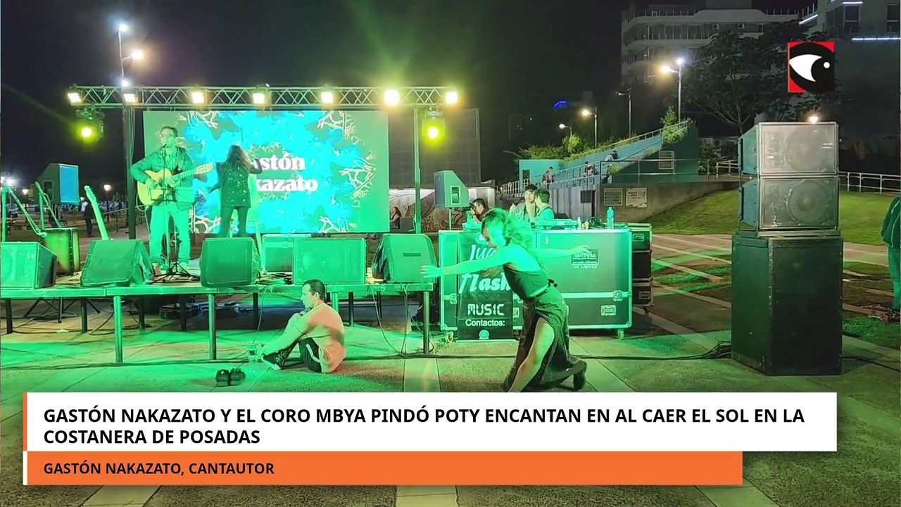 Gastón Nakazato y el Coro Mbya Pindó Poty encantan en Al Caer el Sol en la Costanera de Posadas