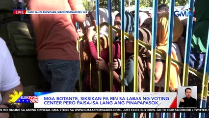 Mga botante, siksikan pa rin sa labas ng voting center pero paisa-isa lang ang pinapapasok  | Eleksyon 2025