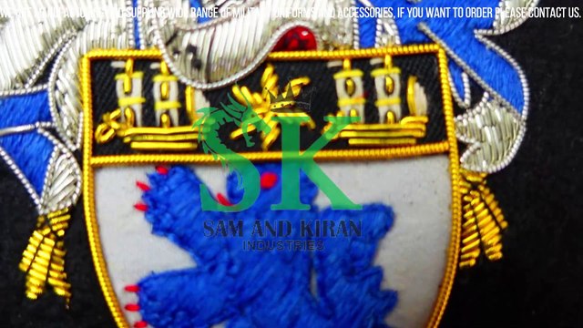 Custom Embroidery Bullion Wire Family Crest Coat of Arms Badges, Ceremonial Blazer Badges