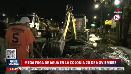 Mega fuga de agua en la colonia 20 de noviembre en la CDMX