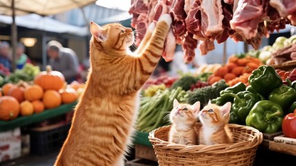 Mama Cat’s Heartwarming Craft: Shearing Wool for a Fun Tiger Hat for Her Kittens